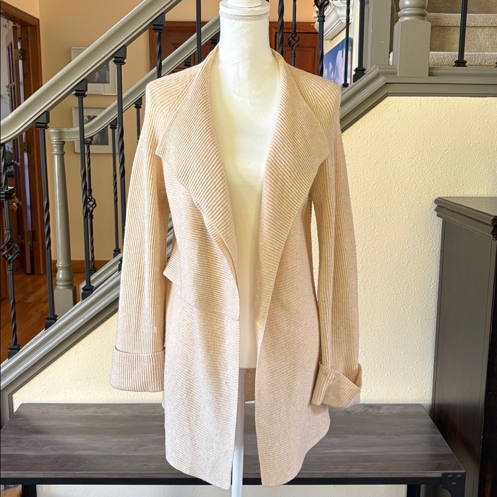 Vince Cream (light beige color) Ribbed Open-Front Sweater Wool/Cashmere Size XS